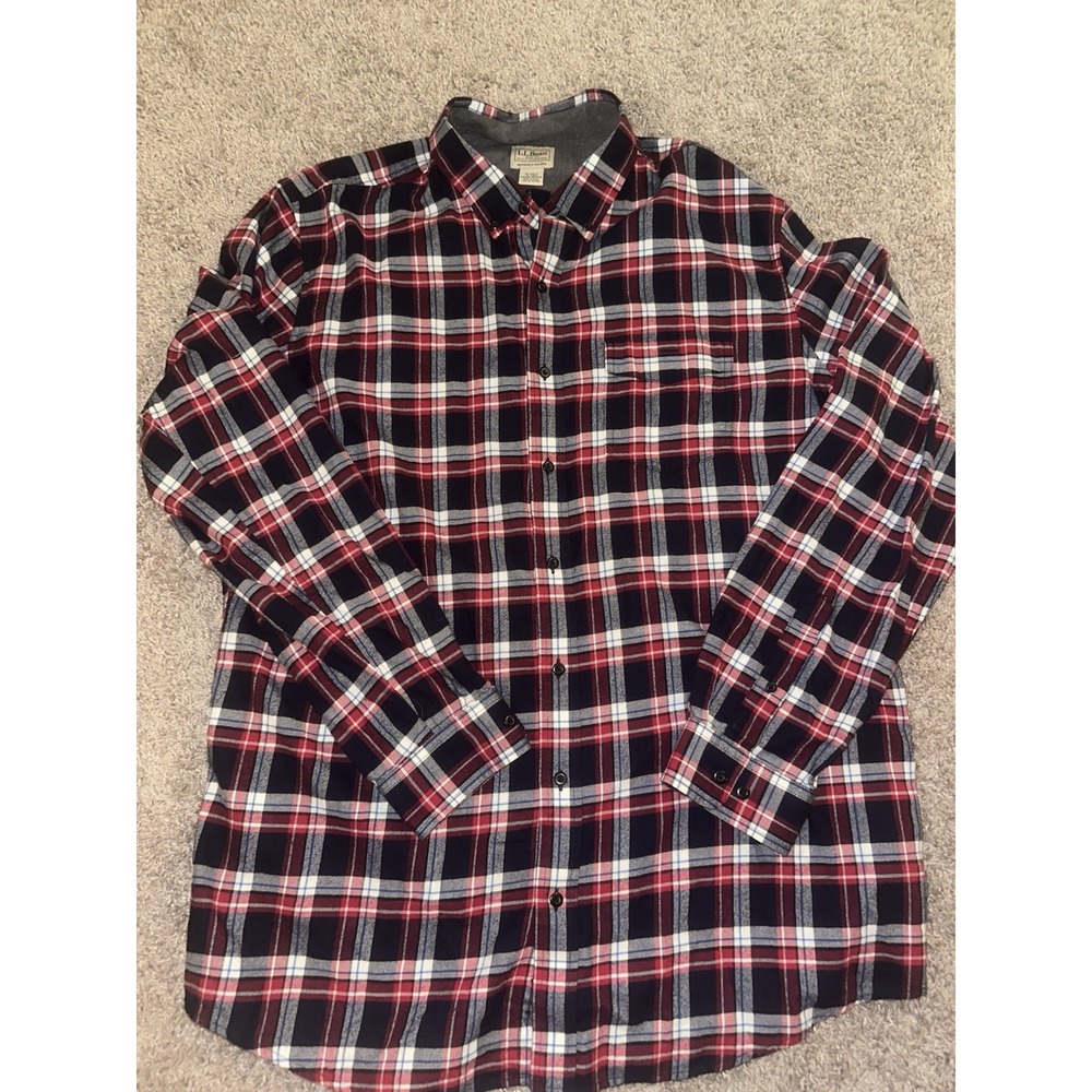 L.L.Bean Men's XL Tall Plaid Flannel Long Sleeve Button-Down Shirt Pockets
